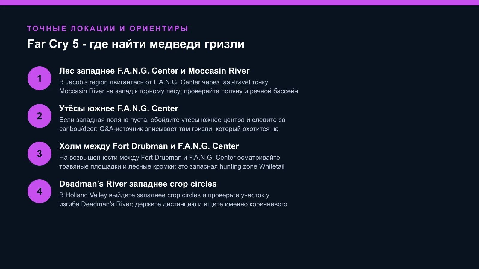 Far Cry 5: карта четырёх зон гризли