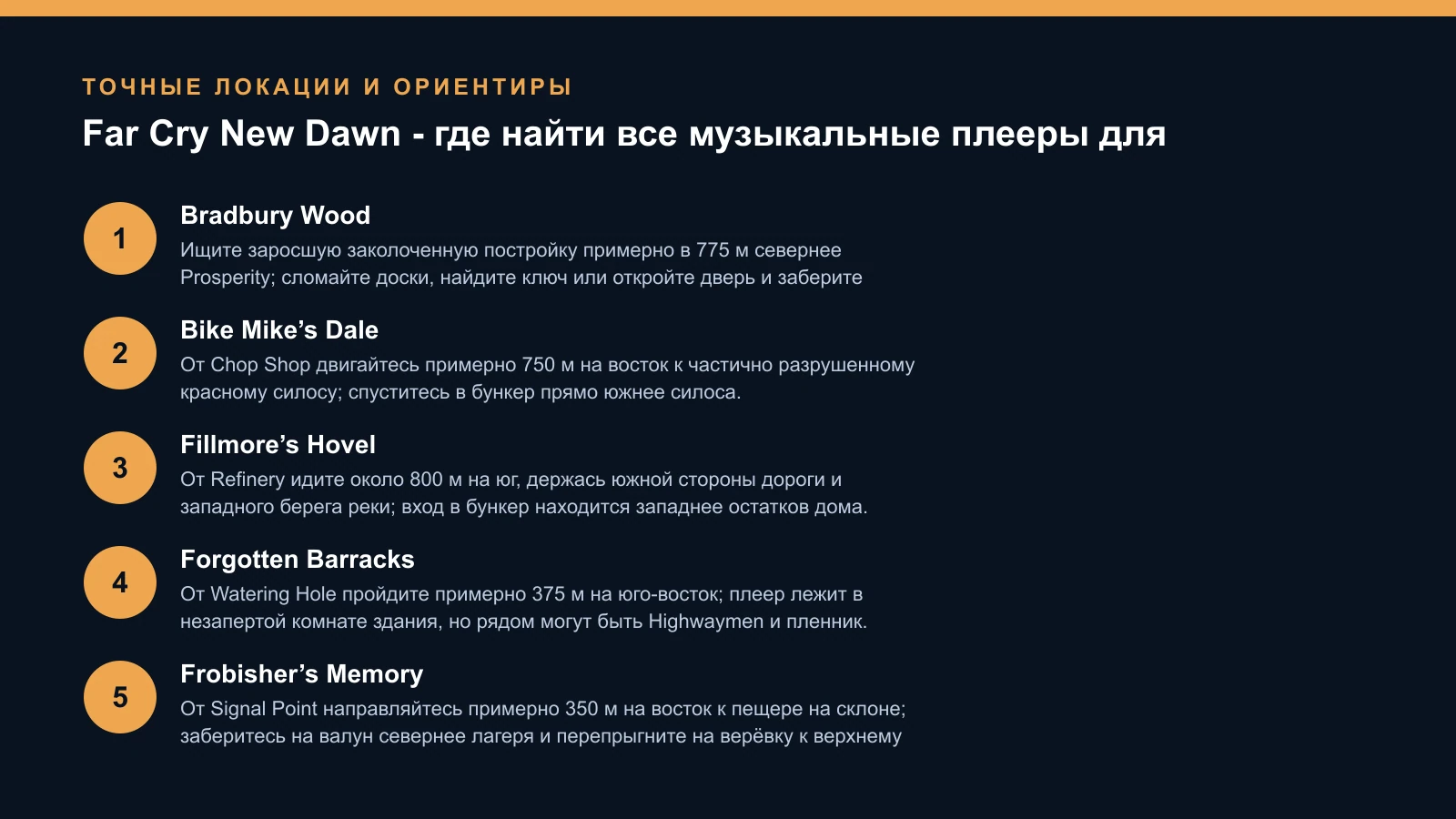 Far Cry New Dawn: карта маршрута по музыкальным плеерам