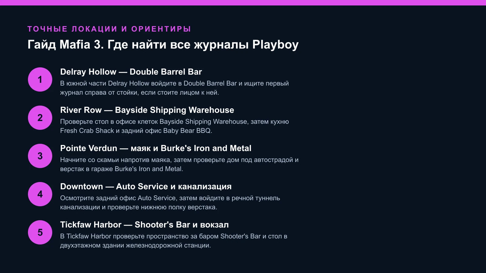 Гайд Mafia 3. Где найти все журналы Playboy — проверенные шаги и ориентиры