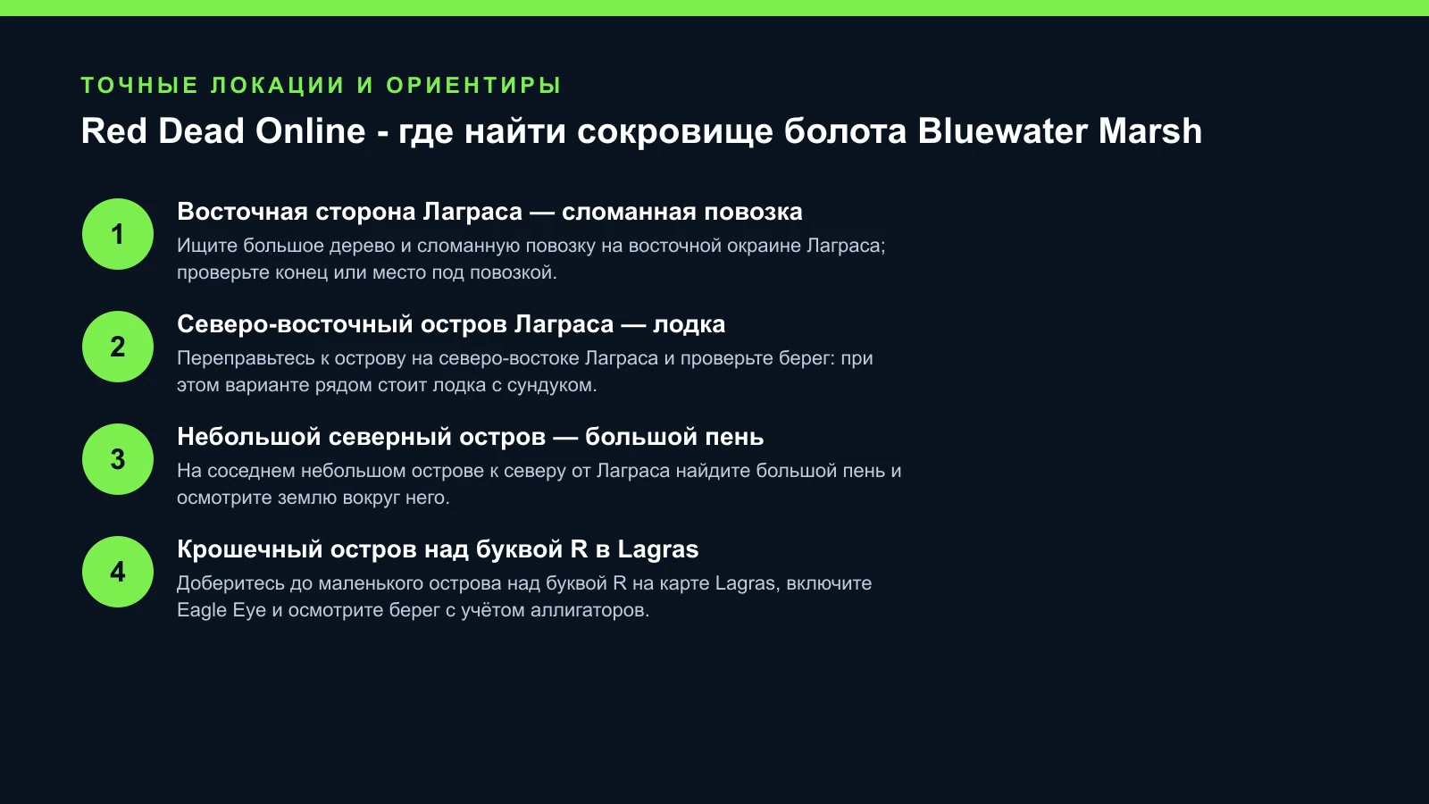 Red Dead Online - где найти сокровище болота Bluewater Marsh — проверенные шаги и ориентиры