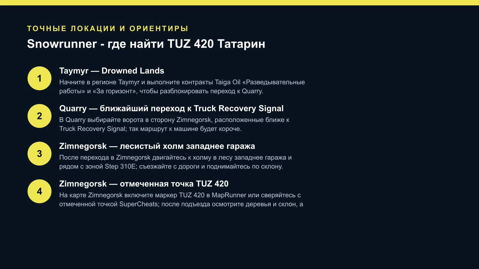 Маршрут Drowned Lands — Quarry — Zimnegorsk к TUZ 420 «Татарин»